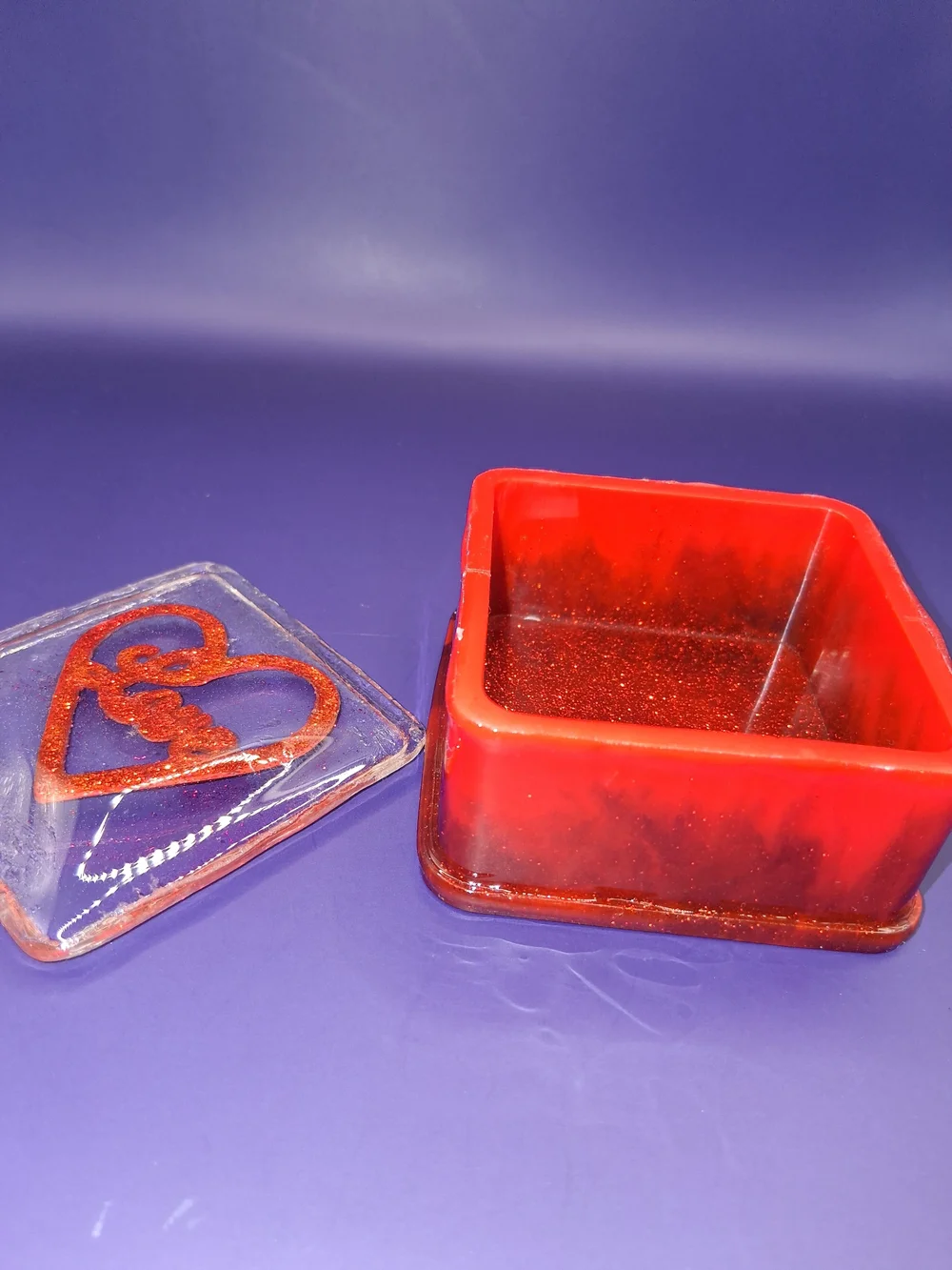 Handmade Red And Black Trinket Box with Heart Motif